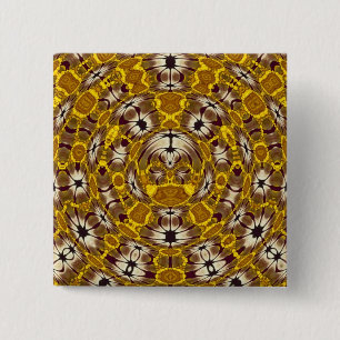 Golden Floral Mandala Boho Pattern 15 Cm Square Badge