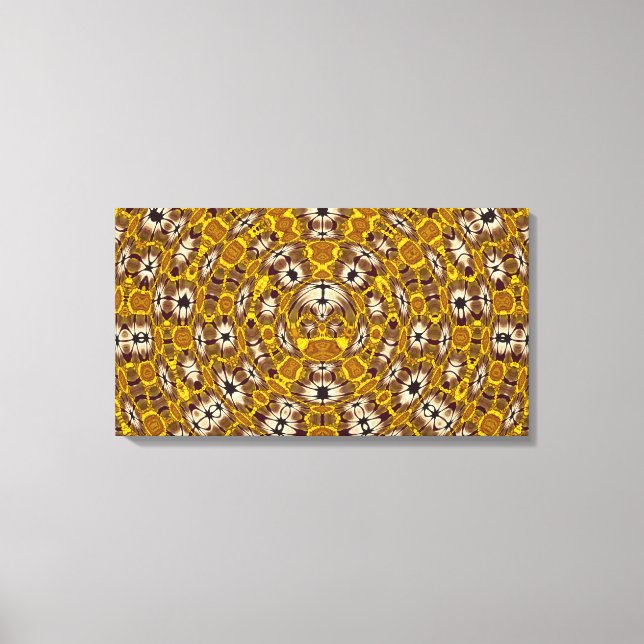 Golden Floral Mandala Boho Pattern Canvas Print (Front)