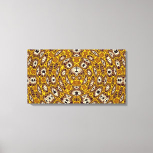 Golden Floral Mandala Boho Pattern Canvas Print