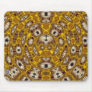 Golden Floral Mandala Boho Pattern Mouse Mat