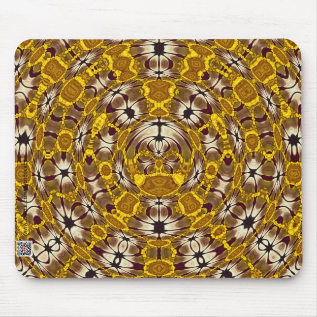 Golden Floral Mandala Boho Pattern Mouse Mat (Front)