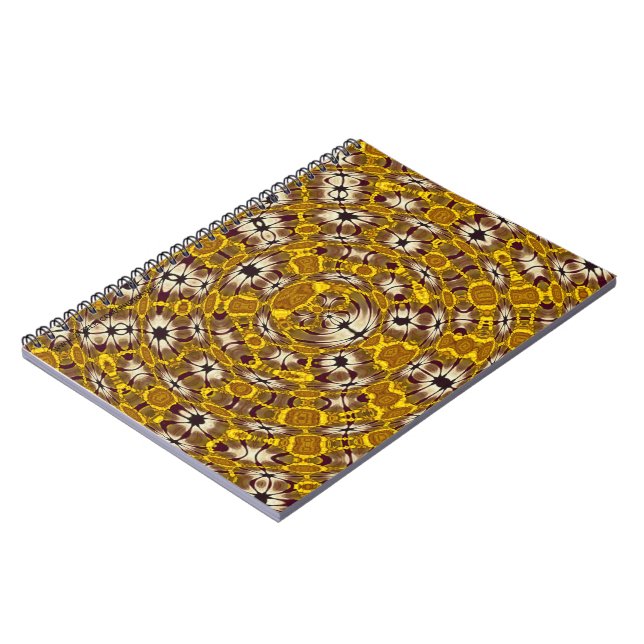 Golden Floral Mandala Boho Pattern Notebook (Left Side)