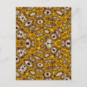 Golden Floral Mandala Boho Pattern Postcard