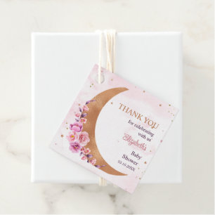 Golden Floral Moon Thank You Favour Tag