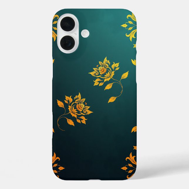 Golden Floral Motif iPhone Case (Back)