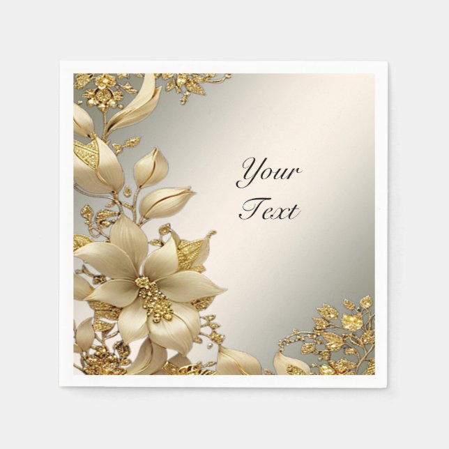 Golden Floral Napkins (Front)