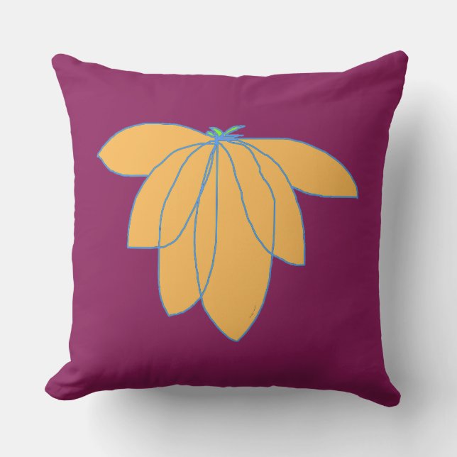 Golden Floral On Wine  Cushion (Front)
