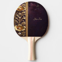 Golden Floral Ornament Ping Pong Paddle