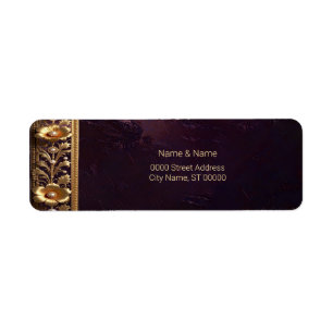 Golden Floral Ornament Return Address Label