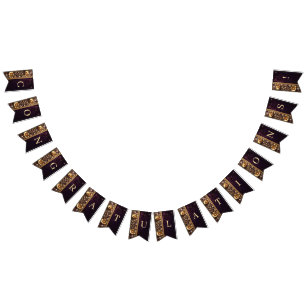 Golden Floral Ornament with Pearls Bunting Flag
