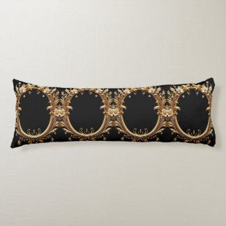 Golden Floral Ornate Body Pillow