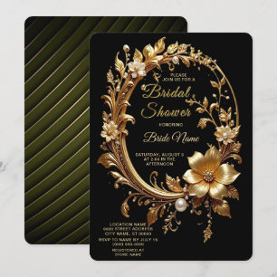 Golden Floral Ornate Frame Bridal Shower Invitation