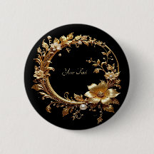 Golden Floral Ornate Frame Button
