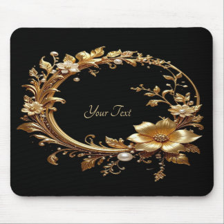 Golden Floral Ornate Frame Mousepad