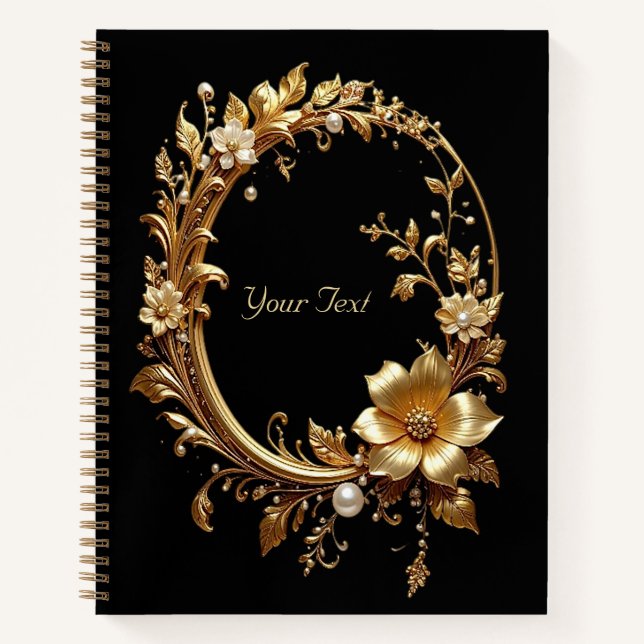 Golden Floral Ornate Frame Notebook (Front)
