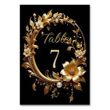 Golden Floral Ornate Frame Table Number