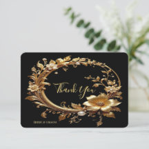Golden Floral Ornate Frame Thank You Card