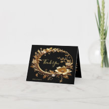 Golden Floral Ornate Frame Thank You Card