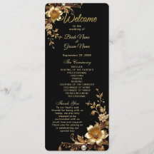 Golden Floral Ornate Frame Wedding Program