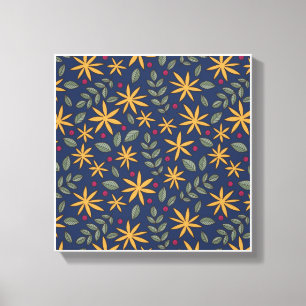 Golden Floral Pattern Botanical Design Canvas Print