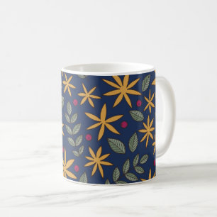 Golden Floral Pattern Botanical Design Coffee Mug