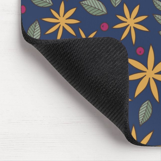 Golden Floral Pattern Botanical Design Mouse Mat (Corner)