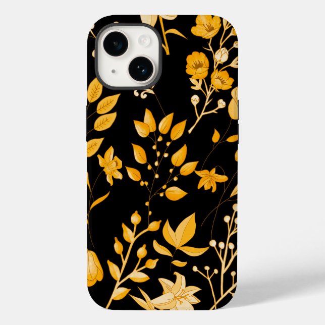 Golden Floral Pattern for Autumn. Black BG Case-Mate iPhone Case (Back)