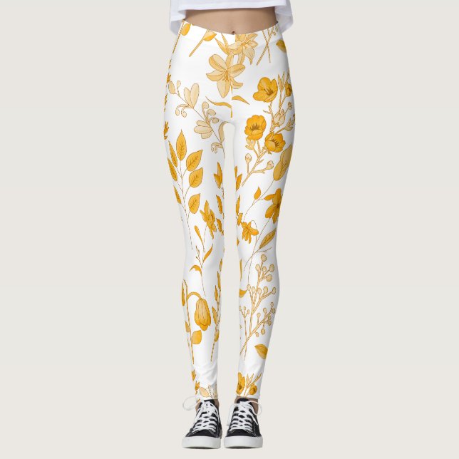 Golden Floral Pattern for Autumn Leggings (Front)