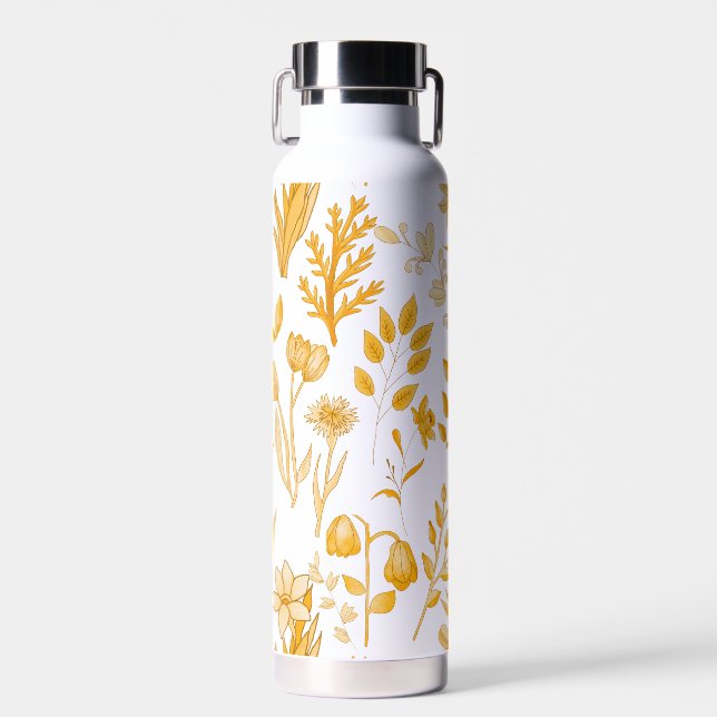 Golden Floral Pattern for Autumn Water Bottle (Front)