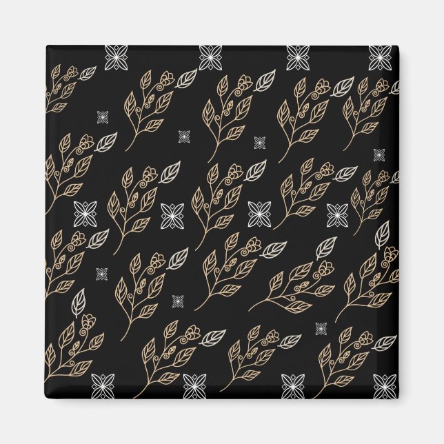 Golden Floral Pattern Magnet (Front)