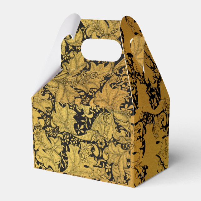 Golden Floral Pattern Oriental Flower Favour Box (Front Side)