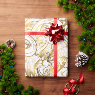 Golden Floral Pattern Wrapping Paper