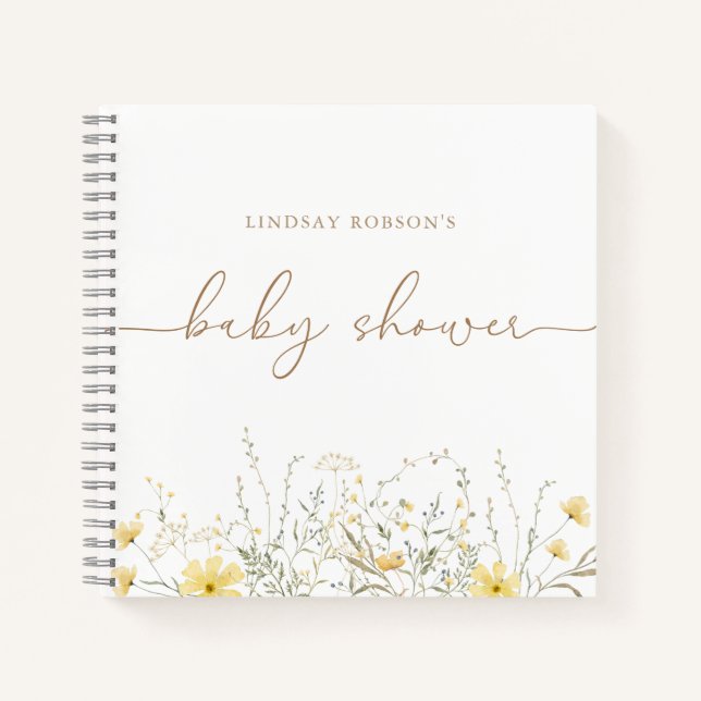 Golden Floral | Personalised Shower Guest Book (Front)