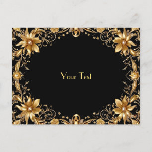 Golden Floral Postcard
