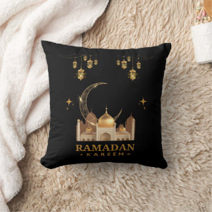 Golden Floral Ramadan Kareem Celebration Cushion