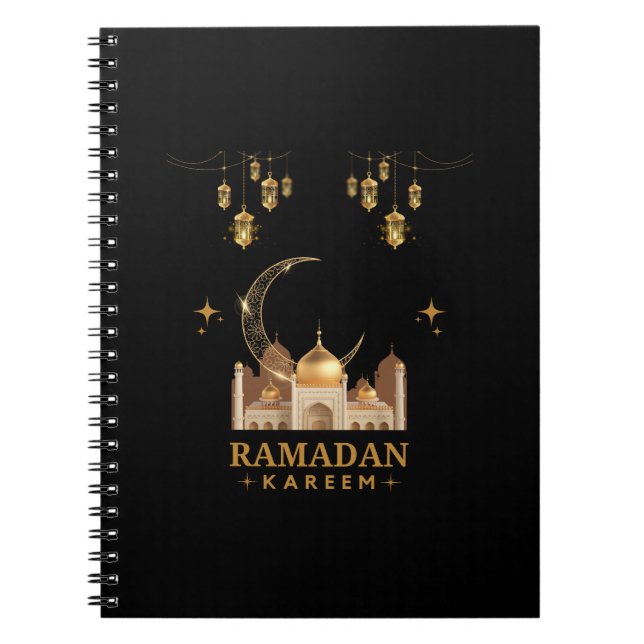 Golden Floral Ramadan Kareem Celebration Notebook (Front)