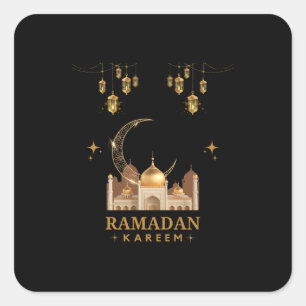 Golden Floral Ramadan Kareem Celebration Square Sticker