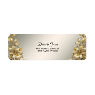 Golden Floral Return Address Label