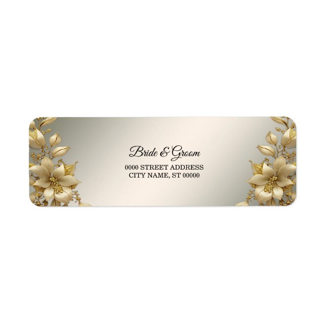 Golden Floral Return Address Label (Front)