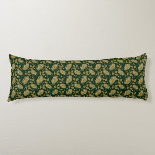 Golden Floral Seamless Pattern Elegant Botanical Body Cushion