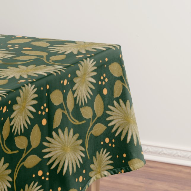 Golden Floral Seamless Pattern Elegant Botanical  Tablecloth (In Situ)