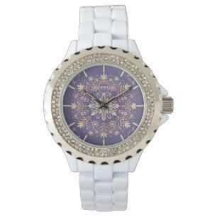 Golden Floral Snowflake Mandala Watch
