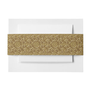 Golden Floral Swirl Wedding Belly Band Invitation Belly Band