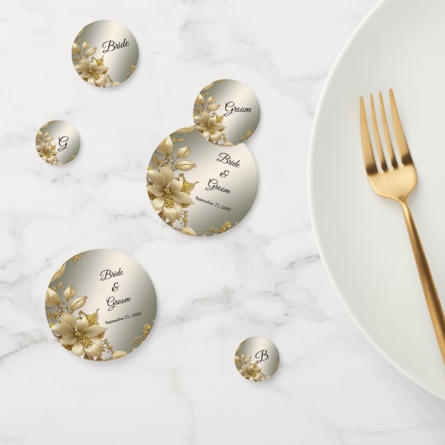 Golden Floral Table Confetti (Group)