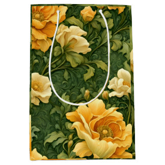 Golden Floral Tapestry Medium Gift Bag