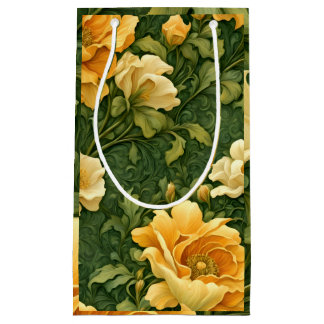 Golden Floral Tapestry Small Gift Bag