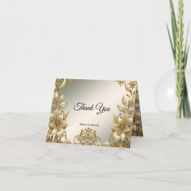 Golden Floral Thank You Card (Front)