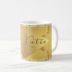 Golden Floral w/Name Mug