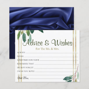 Golden Floral Wedding Advice Wishes Cards