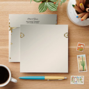 Golden Floral Wedding Envelope
